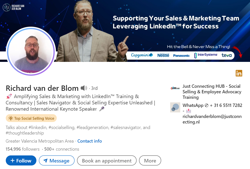 Richard van der Blom's LinkedIn Bio