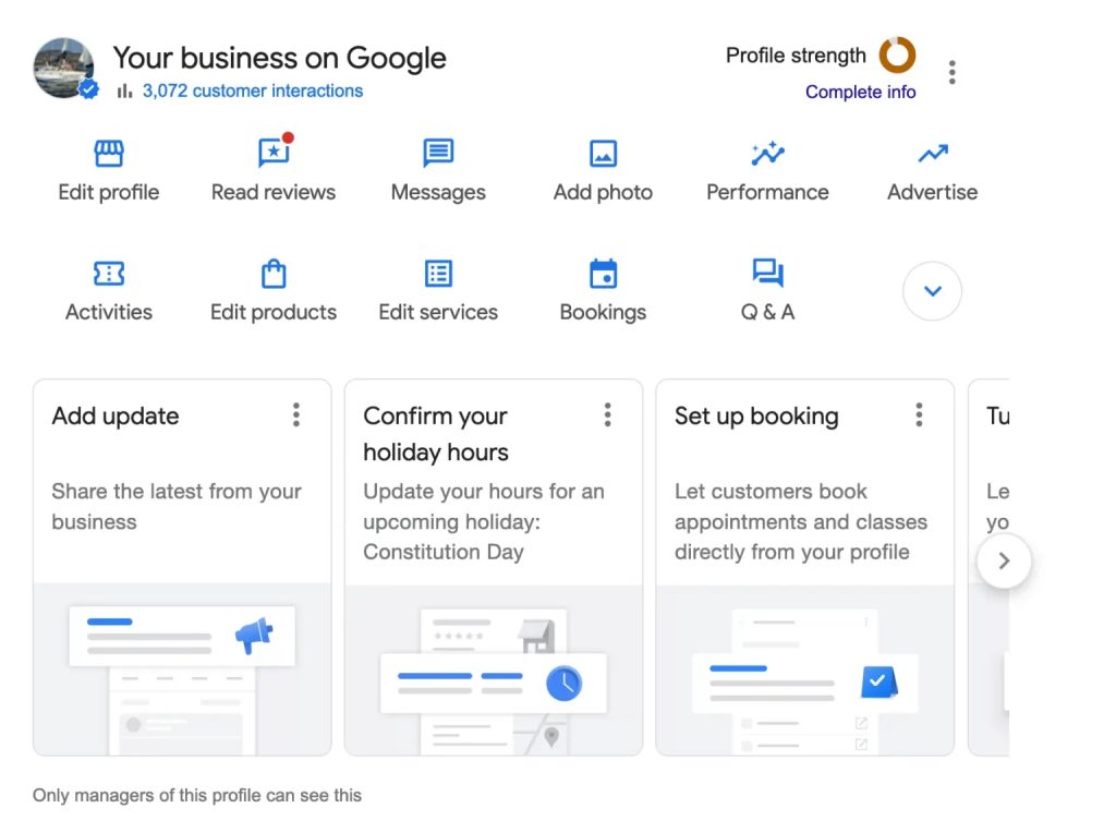 Google My Business Performance Information