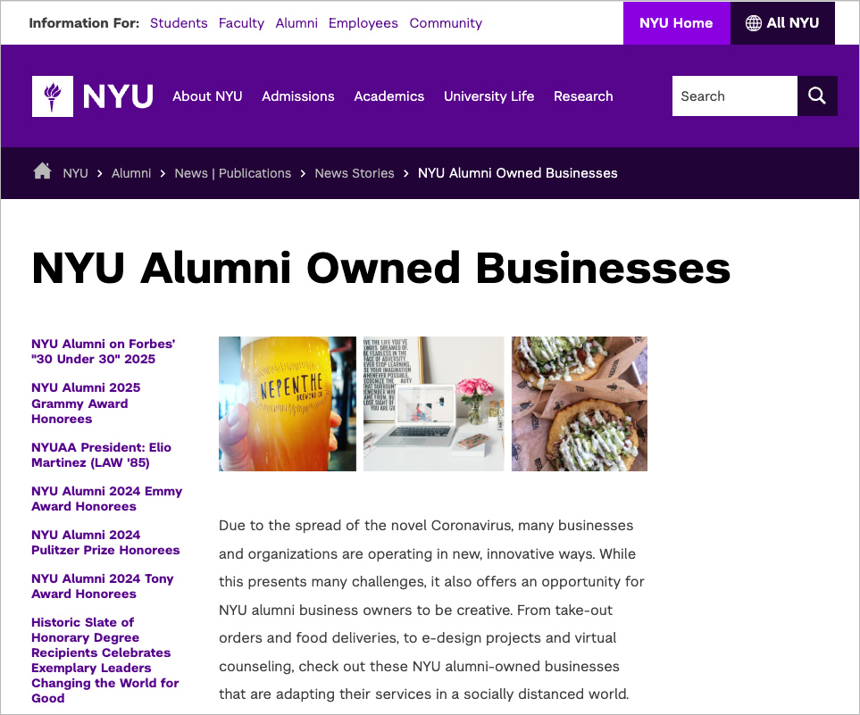 Add Business to Alumni Websites