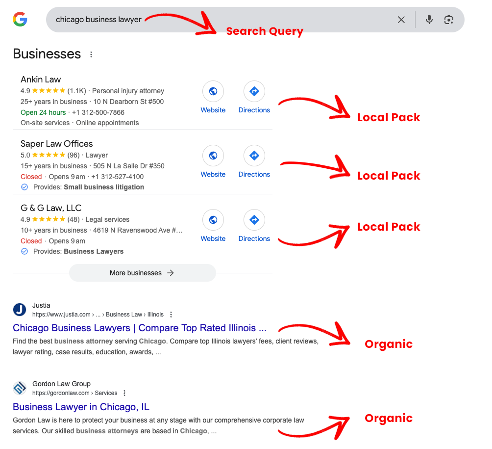 Local Pack vs Organic Results